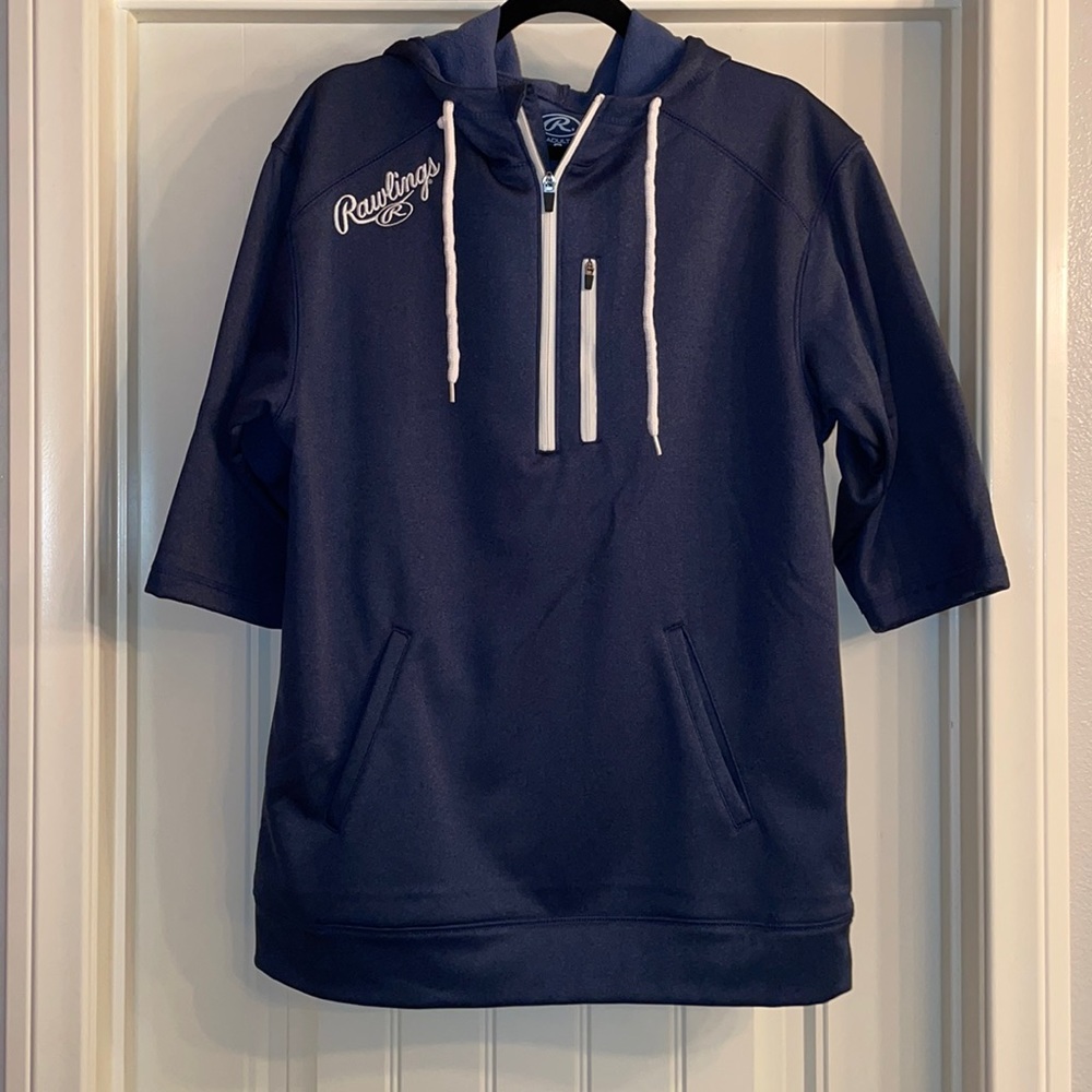 Rawlings hooded 3/4 zip pullover with half sleeve